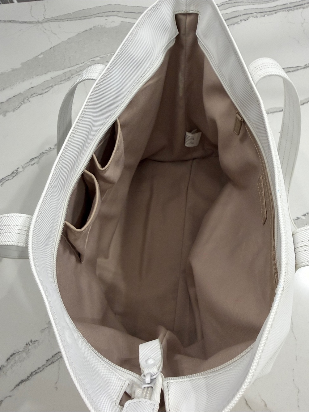 Lacoste White PVC Textured Tote Bag - Picture 8 of 12